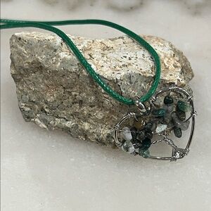 Artisan Moss Agate Heart Pendant Necklace